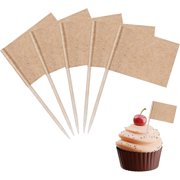 100PCS Kraft Paper Toothpick Flags Cupcake Toppers Decorations for Party, Cocktail Sticks Flags Food Labels Flags for Fruit Salad Cheese Plate Tableware Baby Shower Wedding Birthday Party Supplies