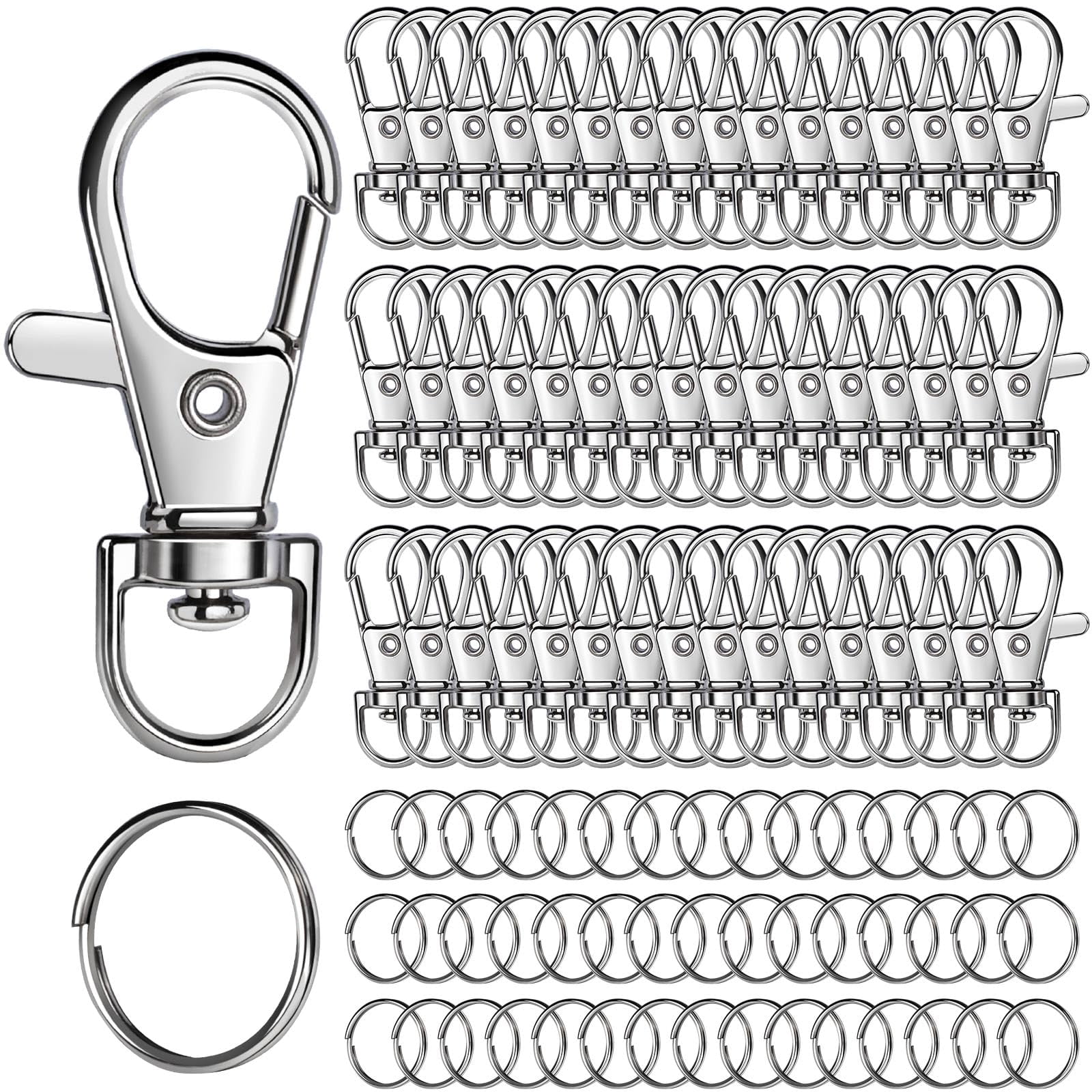 100PCS Lobster Claw Clasps and Key Rings, Keychain Making Kit - 50PCS ...