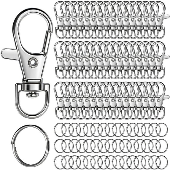 100PCS Lobster Claw Clasps and Key Rings, Keychain Making Kit - 50PCS Keychain Clips and 50PCS Key Chain Ring, for Key Chains, Crafts, Lanyard, Key, Jewelry Making