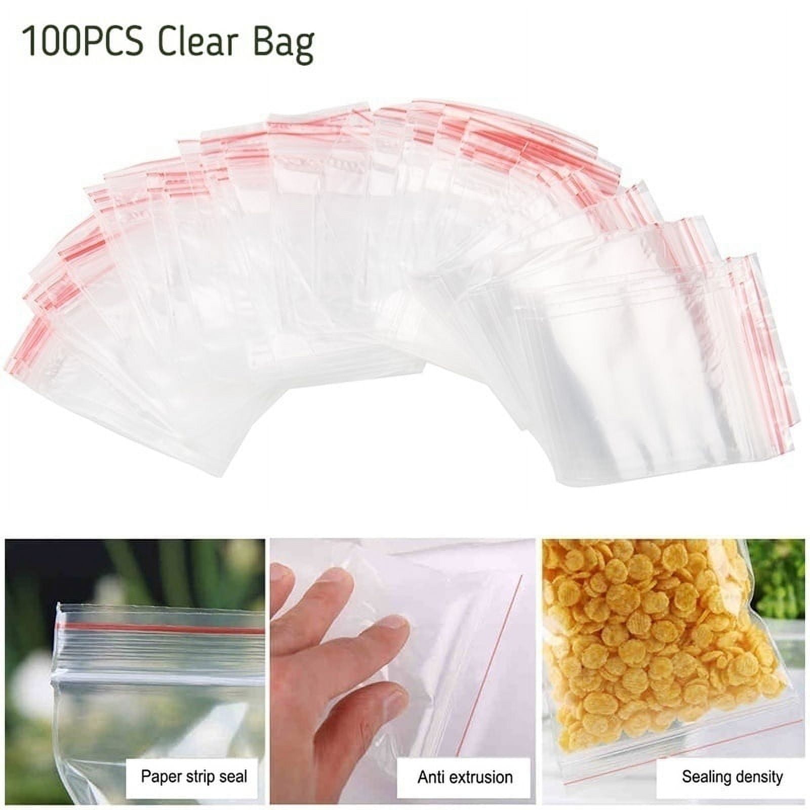 100PCS Lock Bags Reclosable Clear Poly Bag Plastic Baggies Small