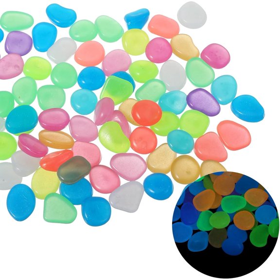 100PCS Luminous Stones, Glow in The Dark Stones, Color Glow in The Dark Rocks, Luminous Pebbles, Colorful Cobbles for Aquarium, Fish Tank, Garden, Patio, Terrace, Lawn, Yard, Driveway, Walkway