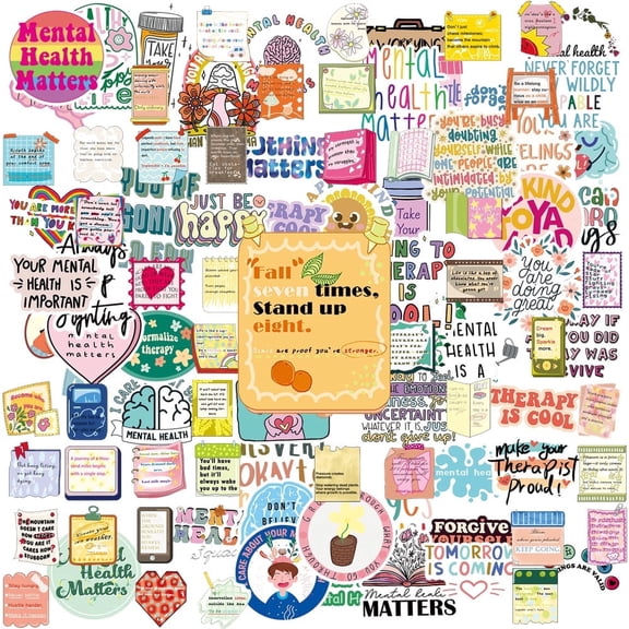 100PCS Mental Health Positive Affirmation Stickers, Unique Waterproof Reusable Inspirational Quote Decals for Laptop Journal