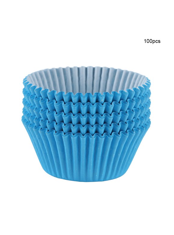 100PCS Mini Cupcake Liners Round Cake Baking Cups Muffin Cases Home Party Blue