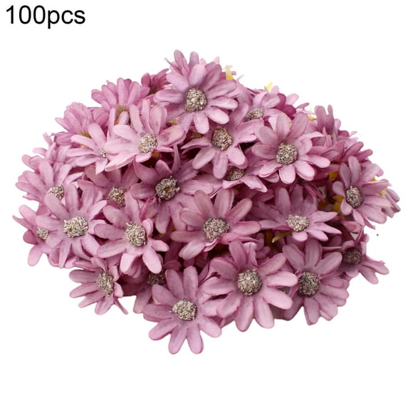 100PCS Mini Fake Flower Heads Small Artificial Daisy Flower Heads Silk Daisy Flower Head Fake Mini Flower Heads for Crafts Wedding Home Crown Garland Accessory Decor