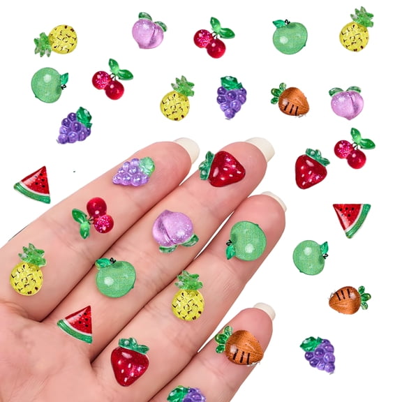 100PCS Mini Fruit Decor for Dollhouse Resin Tiny Fruits for Crafts Micro Miniature Fruit for Fairy Garden Dollhouse Micro Landscaping Decoration