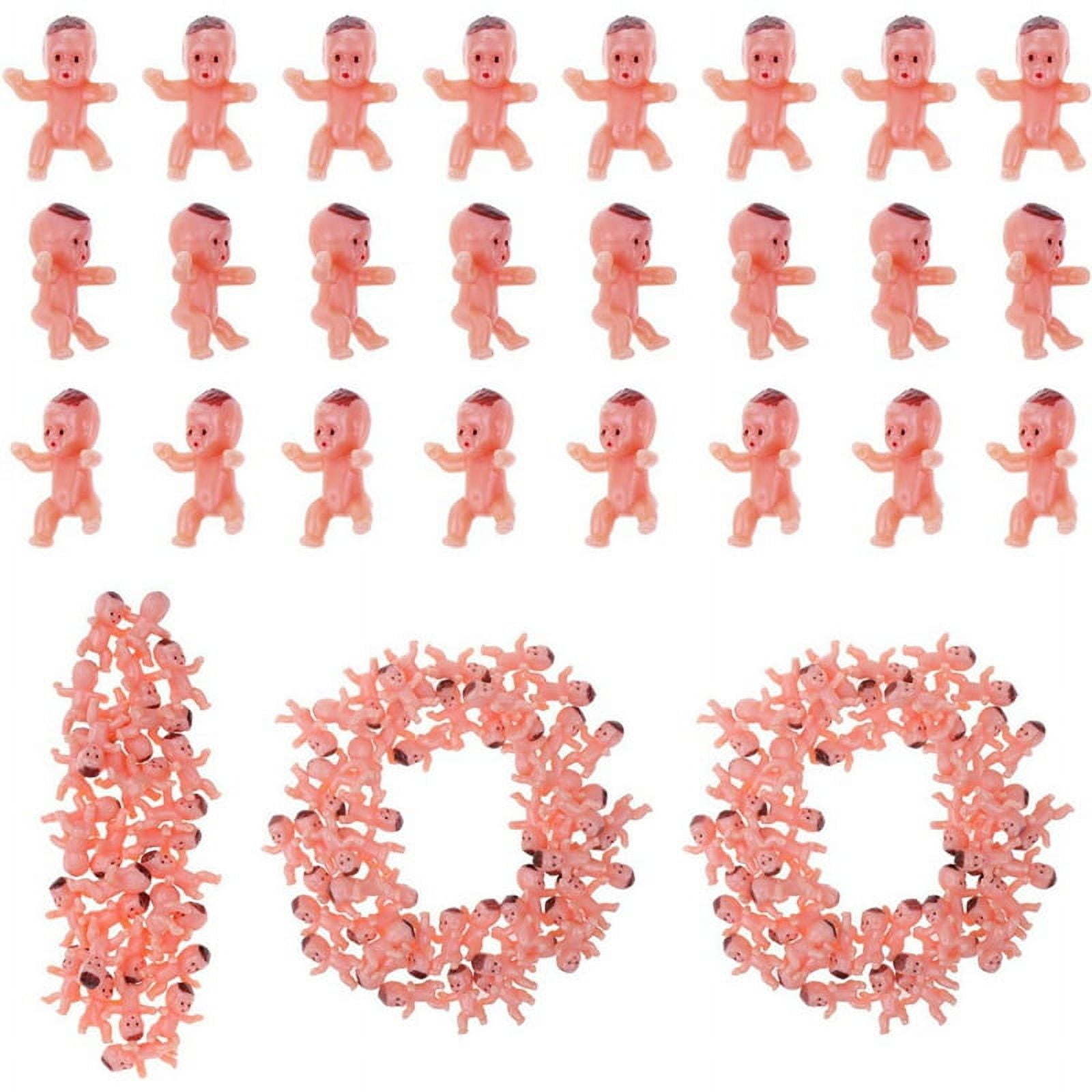 100PCS Mini Plastic Babies Tiny Small Baby Cake for Shower Game