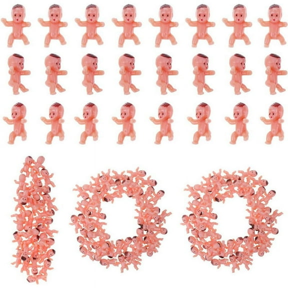 100PCS Mini Plastic Babies Tiny Small Baby Cake for Shower Game