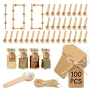 100PCS Mini Wooden Spoon 2.95 Inches Small Bath Salt Spoon Wooden Little Teaspoon for Sugar Scrub Jar Spice Condiment Jam