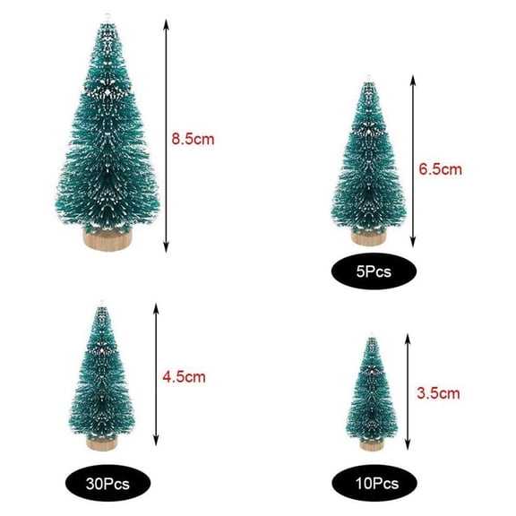 100PCS Miniature Artificial Christmas Tree Small Snow Frost Trees Pine Trees Christmas DIY Decoration Crafts