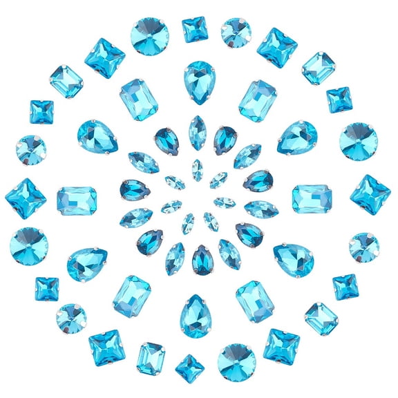 100PCS Mixed Shapes Large Sew On Rhinestones Tear Drop Rhinestones Flatback Gemstones for DIY Crafts Jewelry Clothes Bag Shoes Dress Blue