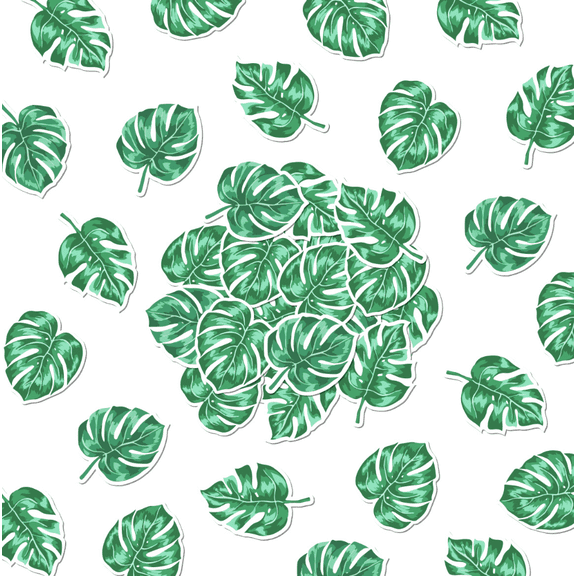 100PCS Monstera Leaf Stickers, Green Tropical Plant Design, Decorative Die-Cut Sticker Pack