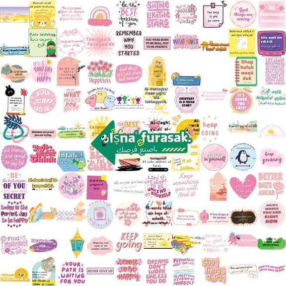 100PCS Motivational Quote Stickers Waterproof Reusable Positive Inspirational Decals No Repeat for Laptop Water Bottle Journal