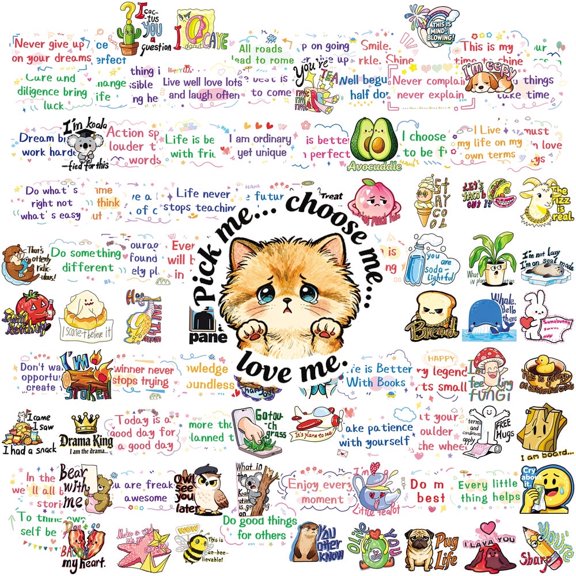100PCS Motivational Text Stickers Waterproof Reusable Inspirational Decals