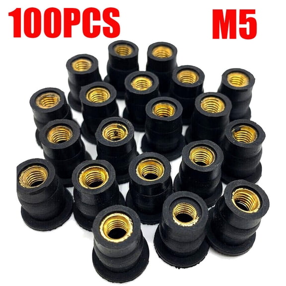 100PCS Motocycle Bike ATV M5 Rubber Brass Well Nut Windscreen Fairing Wellnuts