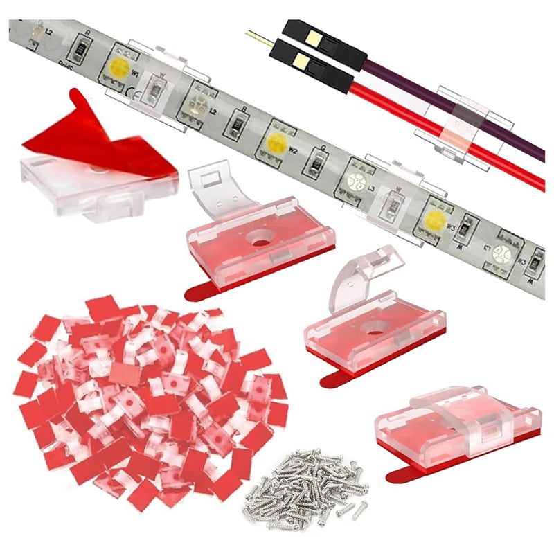 100PCS Mounting Clips for LED Light Strips with Self-Adhesive Tape ...