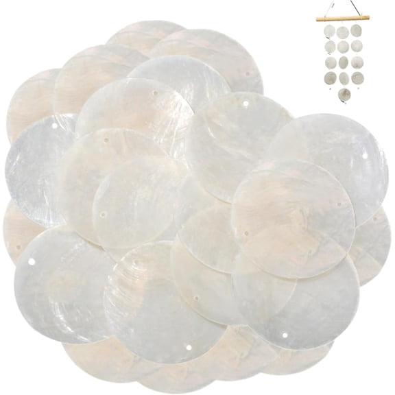 100PCS Natural Polished Capiz Shells with Pre-Drilled Holes, Bulk Sea Shells for DIY Crafts, Jewelry Making, and Home Wedding Decor