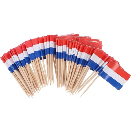100PCS Netherlands Toothpick Flags Mini Stick Cupcake Toppers Cocktail Picks Country Picks for Party Bar Sport Events