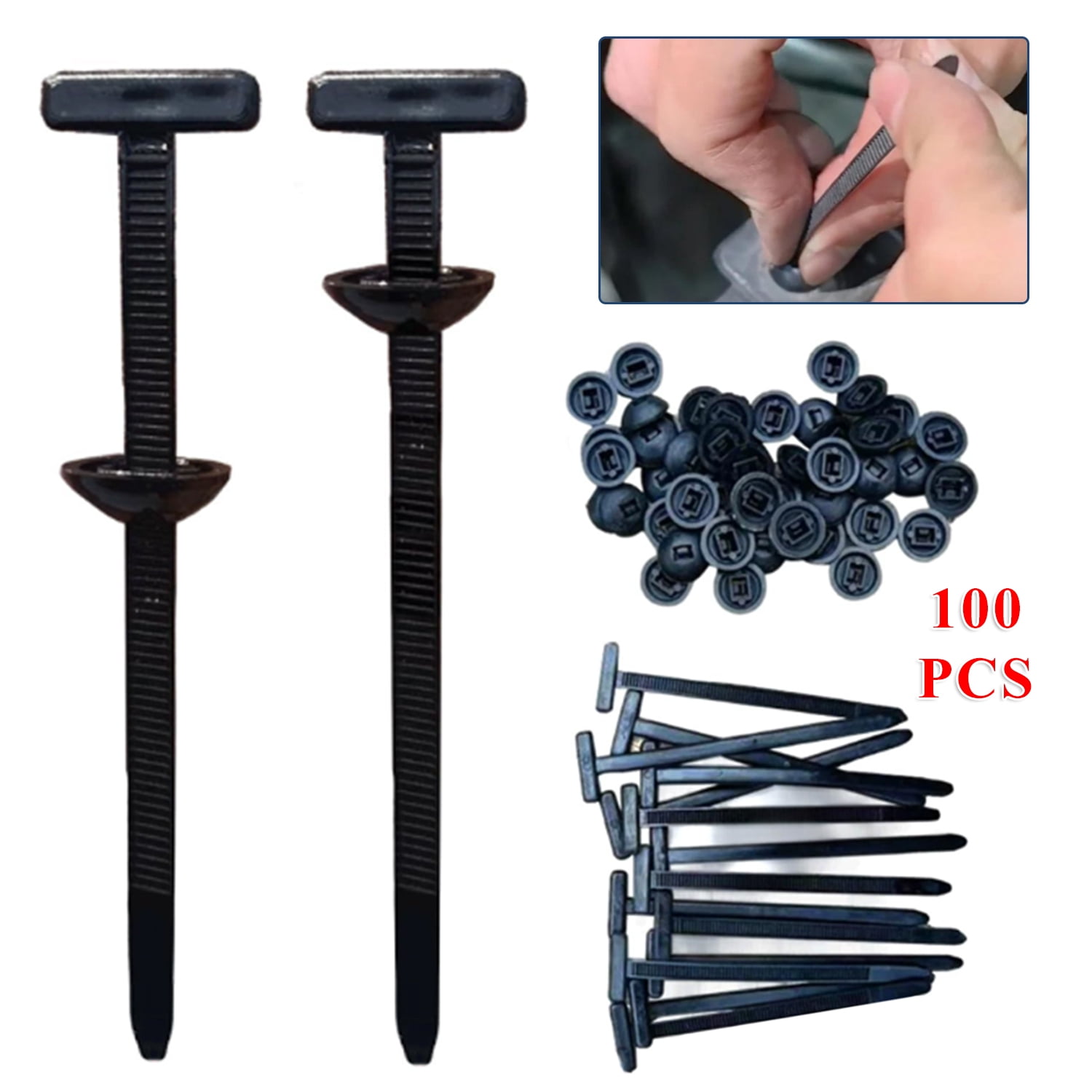Nylon Universal Car Cable Tie Buckle – Locking Zip Ties Holder With Pin & Button – 50/100 Pack Heavy Duty - View #2