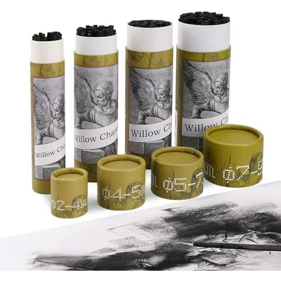 100PCS/PACK Willow Charcoal Sticks - Natural Willow Charcoal for Artists, Beginners, or Students of All Skill Levels - Perfect for Drawing and Sketching