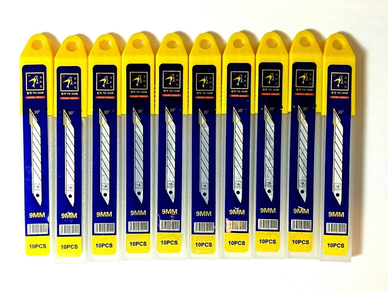 100PCS Pack Snap Off 9mm Cutter Retractable Utility Knife Replacement Blades Refill