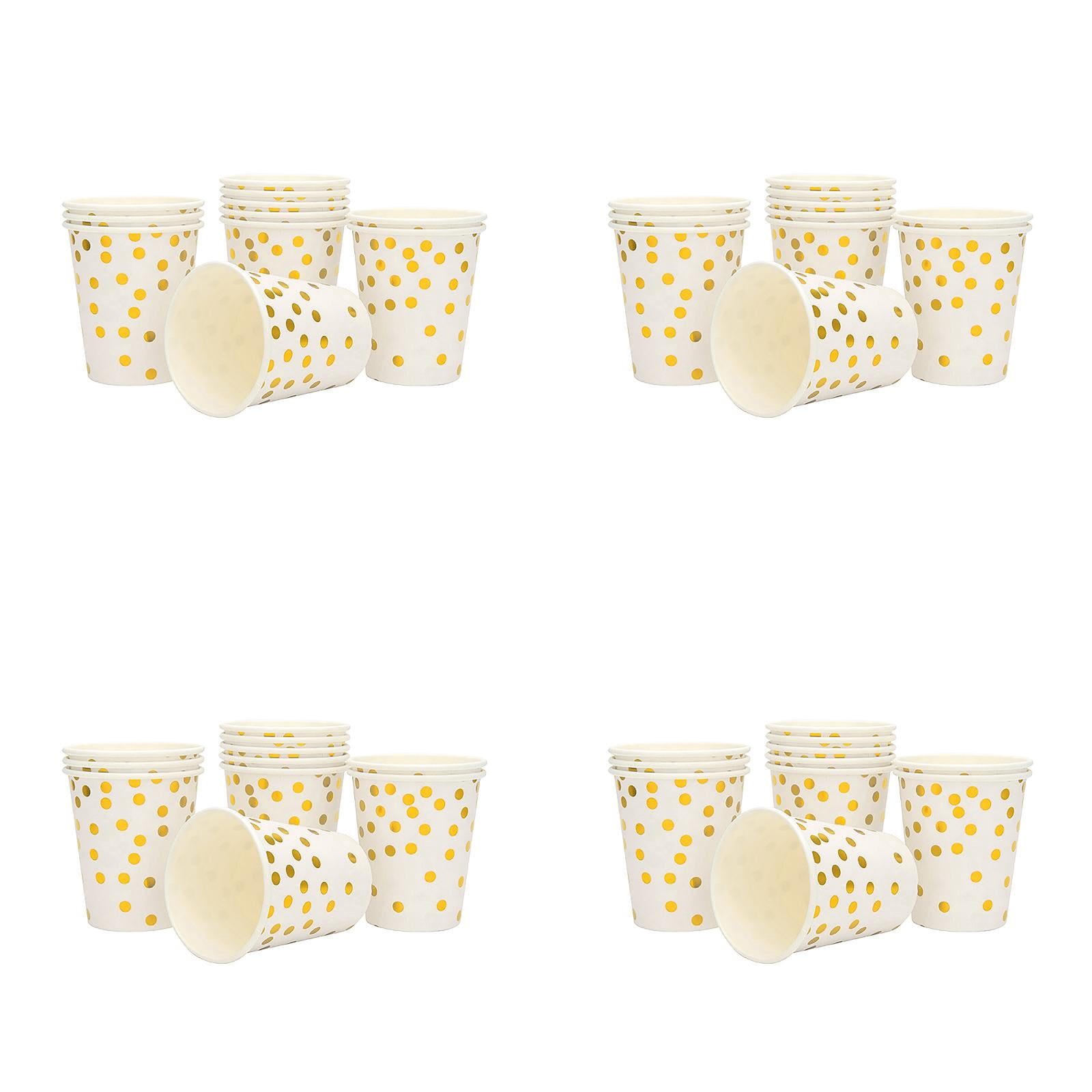 100PCS Paper Ice Cream Cups -13-Oz Disposable Dessert Bowls for Hot or Cold Food, 13-Ounce Party Supplies Treat Cups for Sundae, Frozen Yogurt, Soup, Gold Foil Polka Dots