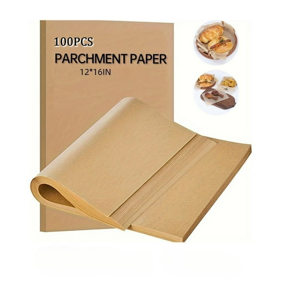 100PCS Parchment Paper Baking Sheets, 12x16 Inches Non-Stick Precut Baking Parchment, Quarter Sheet Precut Parchment Paper for Baking, Cooking, Grilling, Air Fryer and Steaming