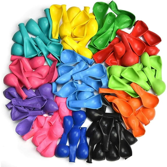 100PCS Party Balloons, 12 Inches Premium Assorted Colorful Balloons, Bulk Pack of Strong Latex Balloons for Birthday, Party, Christmas, Wedding, Anniversary and Vacation