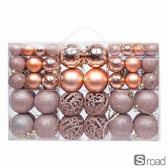 100PCS Per Box Shatterproof Christmas Ball Ornaments, 18 Color Plastic Hanging Tree Decorations For Xmas Party Wedding Holiday Decor,rose gold,Christmas