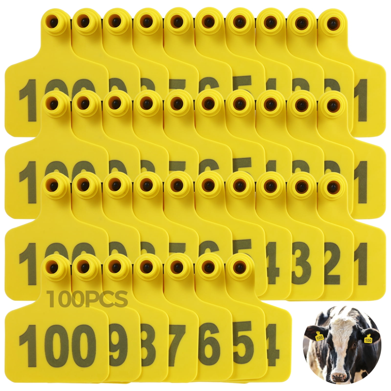 100PCS Plastic Cattle Ear Tags, 001-100 Number Tags, Livestock ...