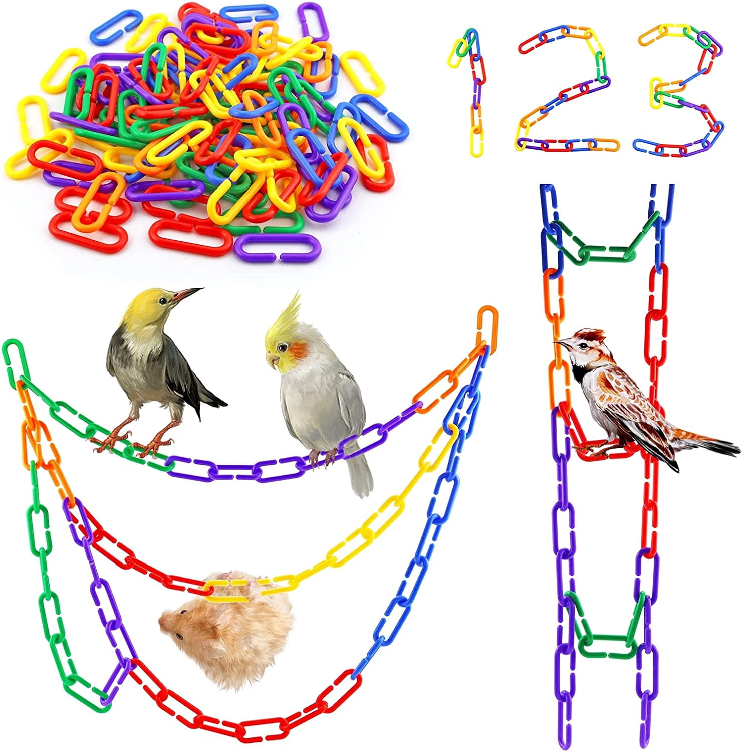 Illustration of Parrot Toys With Hooks For Cage Walls