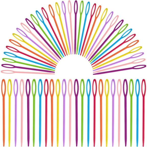 100PCS Plastic Needles Plastic Sewing Needles Plastic Yarn Needles Bulk Colorful Safety Large Eye Plastic Sewing Needles for Learning Kids Colorful Weaving Neddles for Kids and Handmade Crafts