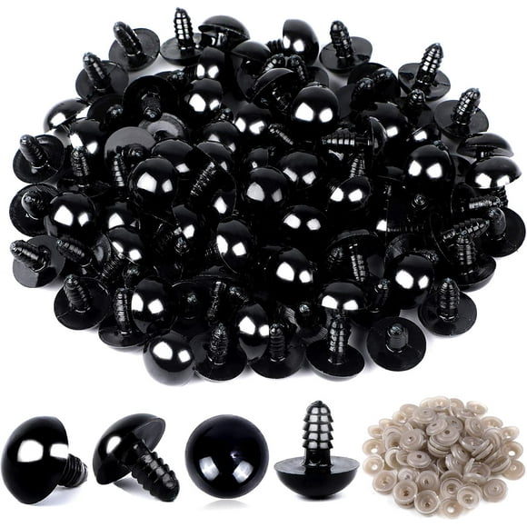 100PCS Plastic Safety Crochet Eyes Bulk with 100PCS Washers for Crochet Crafts