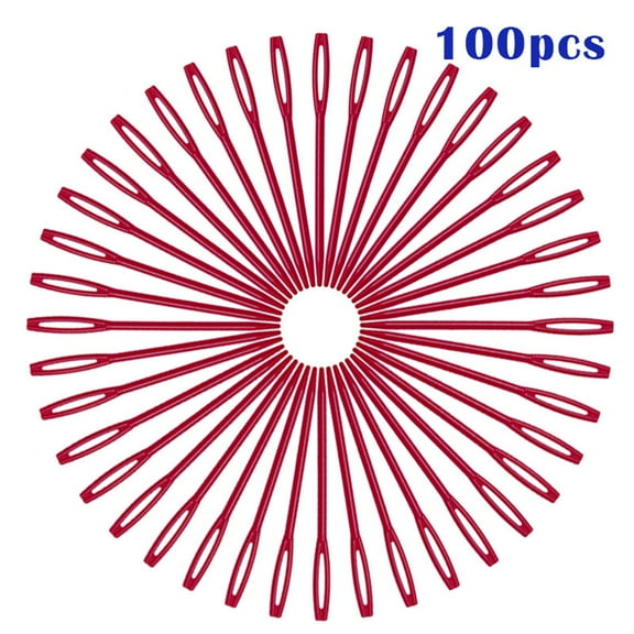 100PCS Plastic Sewing Needles,2.8" Colored Handcraft Needles for Yarn and Fabric,Multipurpose Craft and Mending Kit,A