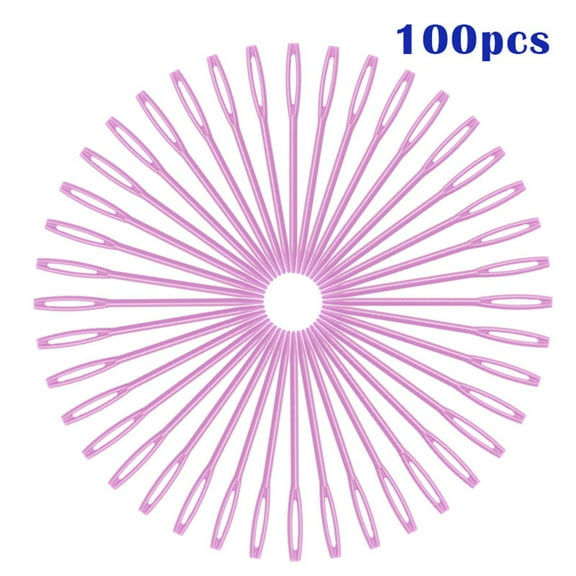 100PCS Plastic Sewing Needles,2.8" Colored Handcraft Needles for Yarn and Fabric,Multipurpose Craft and Mending Kit,D