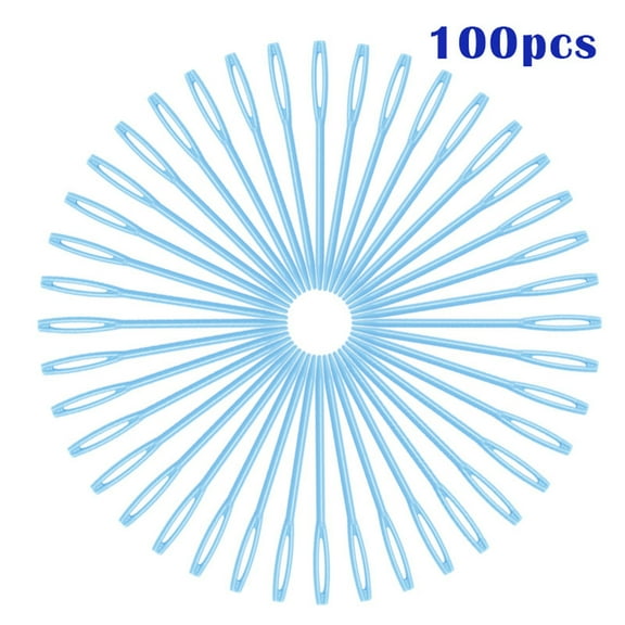 100PCS Plastic Sewing Needles,2.8" Colored Handcraft Needles for Yarn and Fabric,Multipurpose Craft and Mending Kit,E