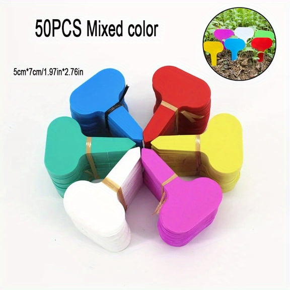 100PCS Plastic T-Type Plant Labels 2.36x3.94 Inches, Garden Marker Stakes for Plants, Flowers, Seedlings, Pots, Waterproof Write-On Tags in Assorted Colors