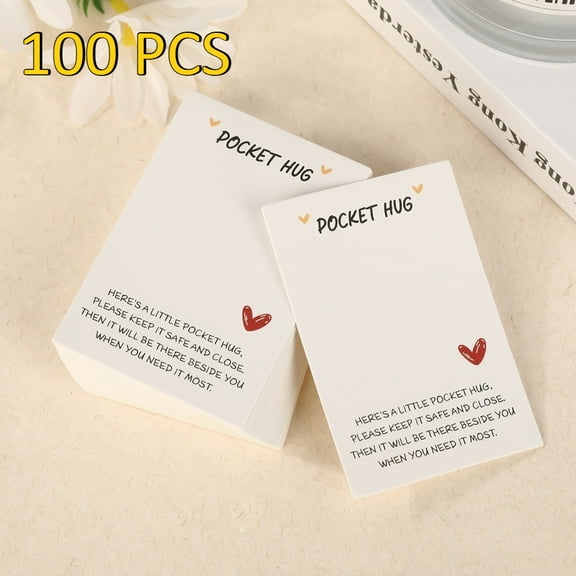100PCS Pocket Hug Cards, Mini Inspirational Greeting Cards with Heartfelt Message, Blank Note Card for Wedding, Anniversaries, Birthday, Thank You Gift, Keepsake Card for Sharing Love & Encouragement