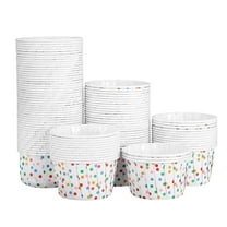 100PCS Polka Dot Disposable Paper Cups Fluted Tube Pan Liners for Desserts Nonstick Greaseproof Cake Pan Liners, Heat-Resistant Paper Liners, Dessert Bowls, Polka Dot Cupcake Liners(Beige)