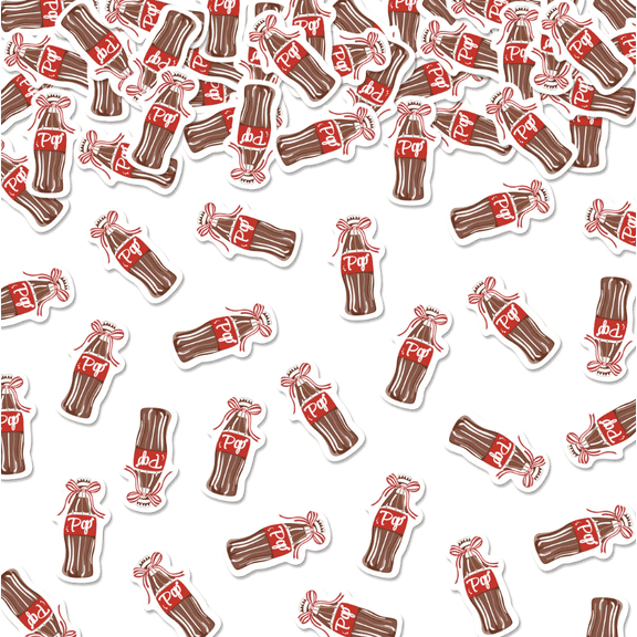 100PCS Pop Soda Bottle Sticker Pack, Red and Brown, Cute Bow Design, Fun Novelty Theme