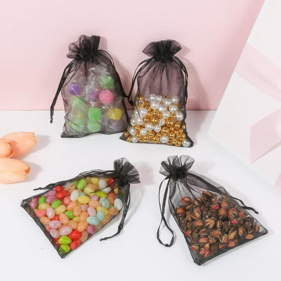 100PCS Premium Sheer Organza Bags, Wedding Favor Bags, 4x4.72 Jewelry Gift Bags for Party, Jewelry, Christmas, Festival, Bathroom Soaps, Makeup Organza, Wrapping Supplie