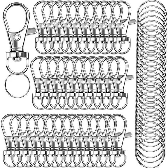 100PCS Premium Swivel Lanyard Snap Hook with Key Rings,Metal Keychain Hooks for Jewelry Making,Crafts