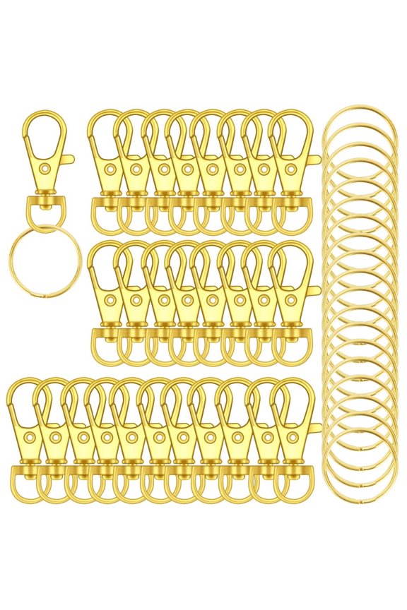 100PCS Premium Swivel Lanyard Snap Hook with Key Rings,Metal Keychain Hooks for Jewelry Making,Crafts