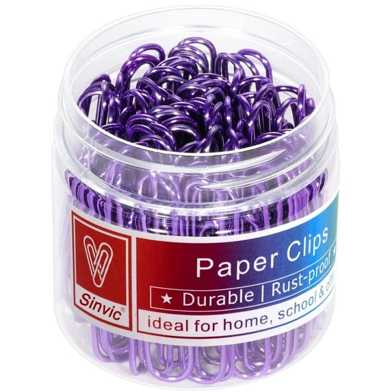 100PCS Purple Paper Clips 2" Large (50MM) with Rust-Resistant & Durable, Vinyl Coated Paper Clips Great for Office