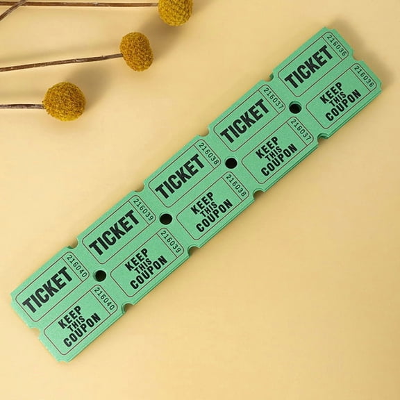100PCS Raffle Tickets Roll, Consecutively Numbered Tickets, Ticket Ride Movie Tickets Rewards Raffle Ticket for Entry, Class Reward, Fundraiser, Festival Event, Party Door, Prize Drawing(Green)