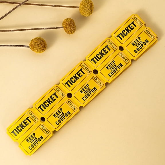 100PCS Raffle Tickets Roll, Consecutively Numbered Tickets, Ticket Ride Movie Tickets Rewards Raffle Ticket for Entry, Class Reward, Fundraiser, Festival Event, Party Door, Prize Drawing(Yellow)