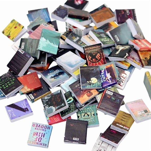 100PCS Random Miniatures Dollhouse Classical Mini Flip Books Notebook Furniture Decoration
