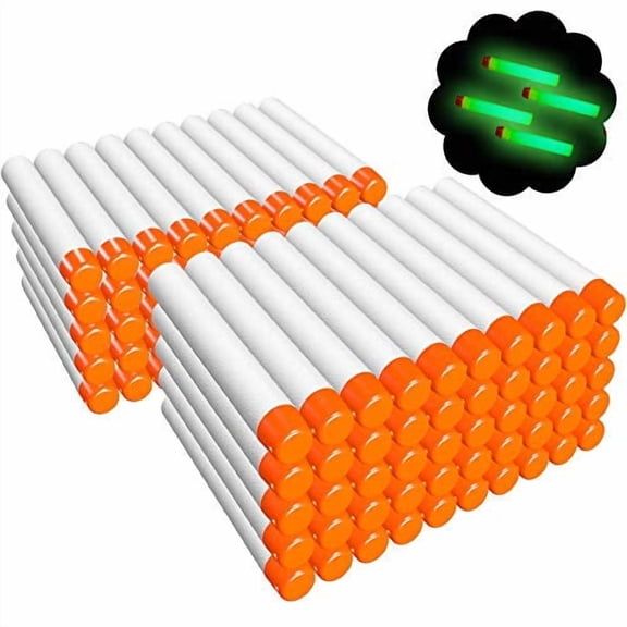100PCS Refill Darts for Nerf N Strike Elite 2.0 Series Glow in The Dark Bullets Pack Compatible with All Elite Blasters White