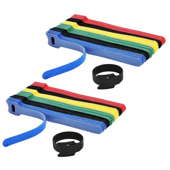 100PCS Reusable Color Mixing Cable Cord Strap Hook Loop Ties Tidy Organiser Tool Fastener Management,100 x Sticker,Color mixing