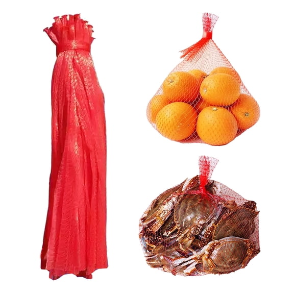 100PCS Reusable Produce Mesh Bags, 24 Inch Seafood Boil Bags for Crab Clam Shellfish Crawfish Cooking,Potato Onion Fruits Bag, Storage Bag for Grocery Shopping Storage