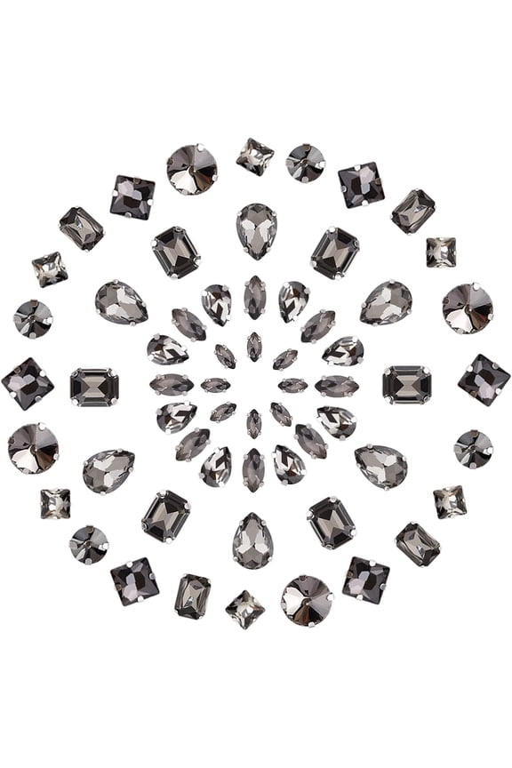 100PCS Rhinestones Gems for Clothing Crystal Teardrop Gems Sewing Claw Rhinestone Flatback Gemstones for Jewelry Clothes Bag Shoes Dress Gray